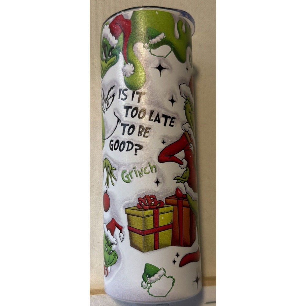 20oz Stainless Steel Skinny Tumbler “Grinch”